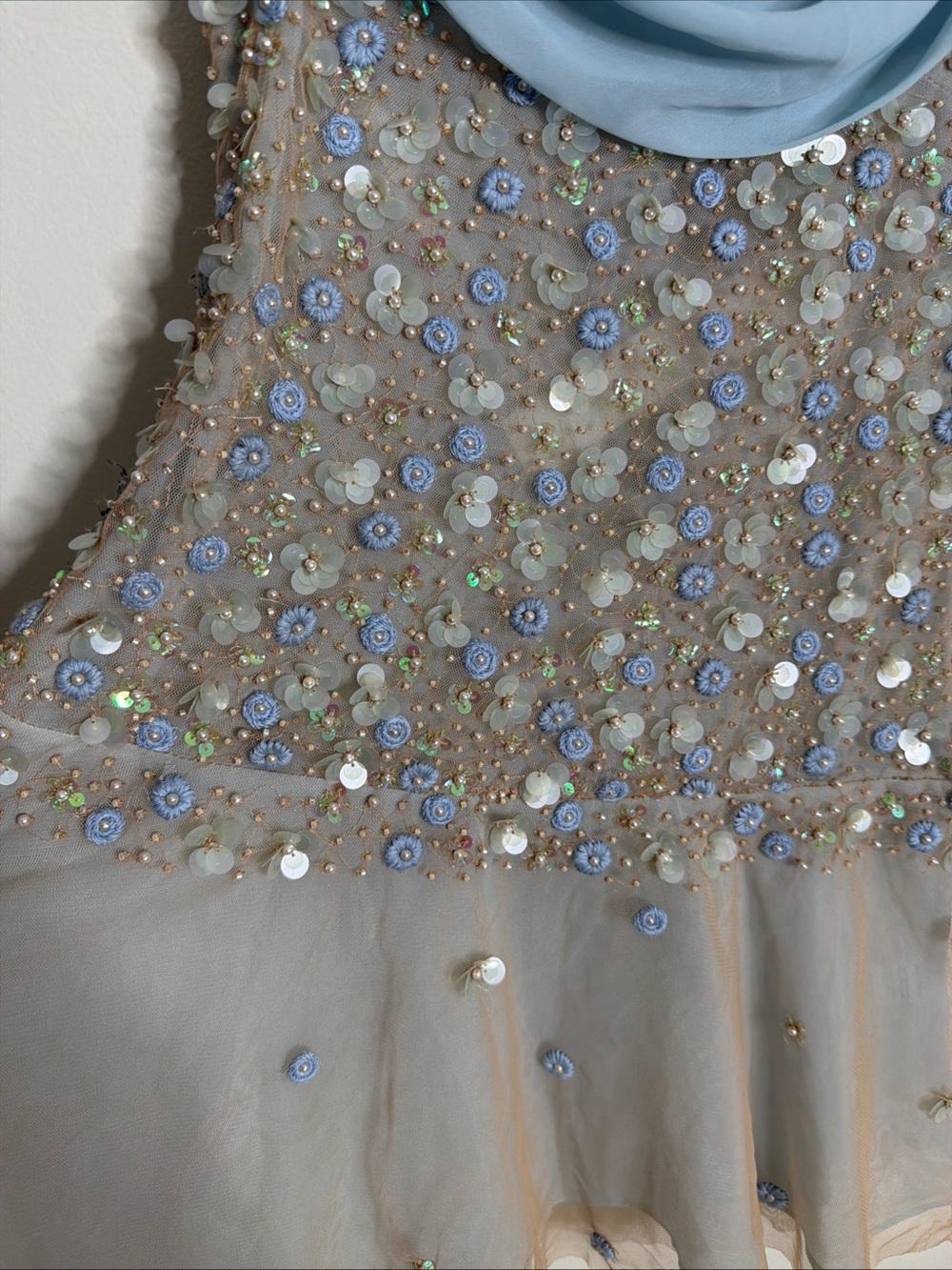 For Love & Lemons Floral Soiree Embellished Sequins Cowl Neck Mini Dress - Picture 5 of 7